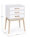 Cassettiera bianca con 3 cassetti - 68h cm