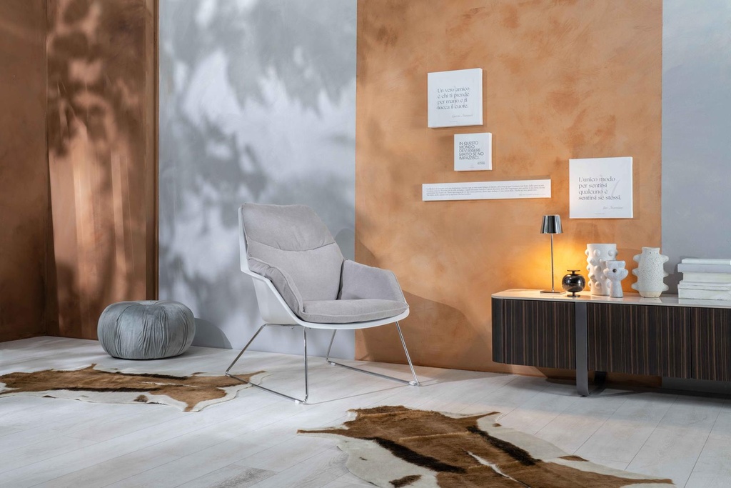 2x Poltrona in polipropilene grigio chiaro 85 cm x 74 cm H. 86 cm