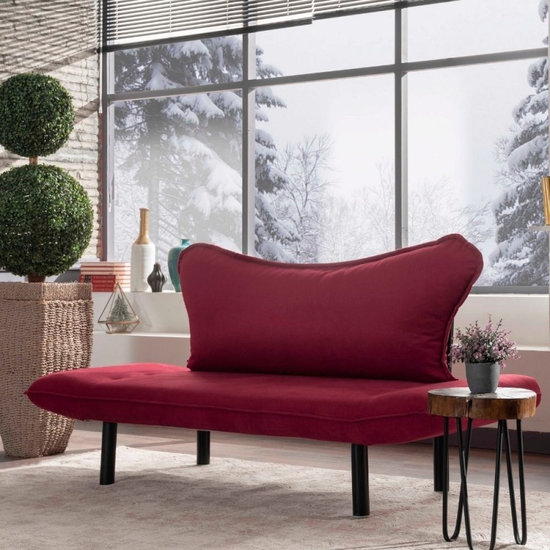 Divano bordeaux 2 posti con braccioli reclinabili Chatto 150x65xh.80