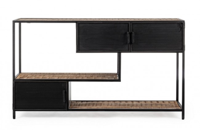 Consolle Industriale con 3 Ante e 3 Ripiani - Dimensioni: 140x35x82 cm