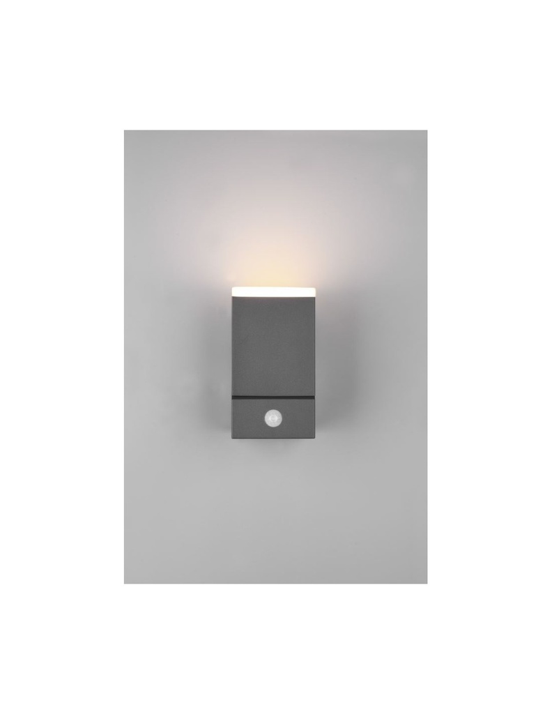 Applique Led Orientabile Avon Alluminio Antracite IP54 Sensore Movimento Trio Lighting