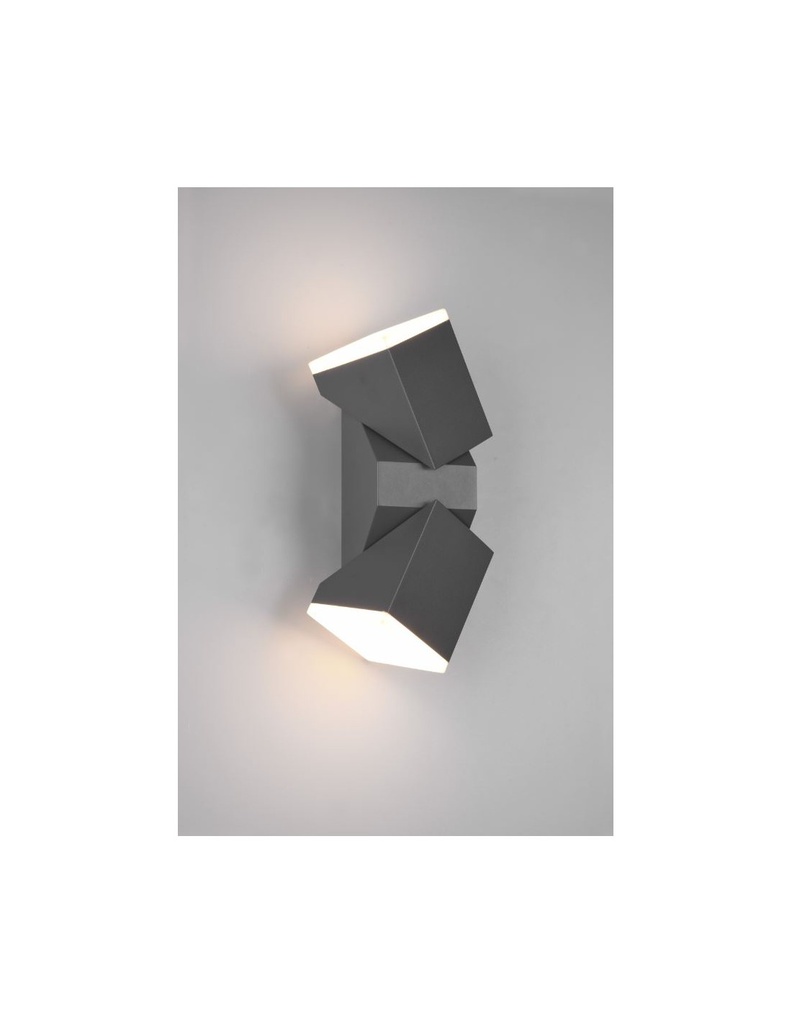 Applique Doppio Led Orientabile Avon Alluminio Antracite IP54 Trio Lighting - Samnite
