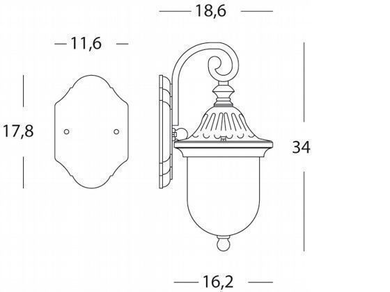 Applique In Basso E27  linea rain  ruggine - Samnite