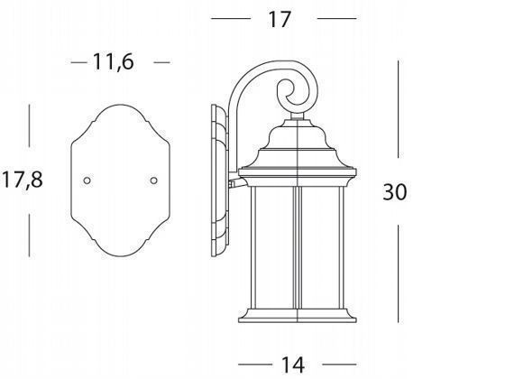Applique In Basso E27  linea rude  ruggine - Samnite