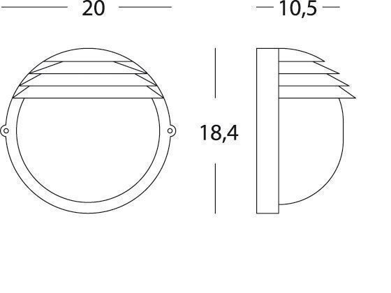 Applique Picc. E27  linea palpebra tonda  bianco - Samnite
