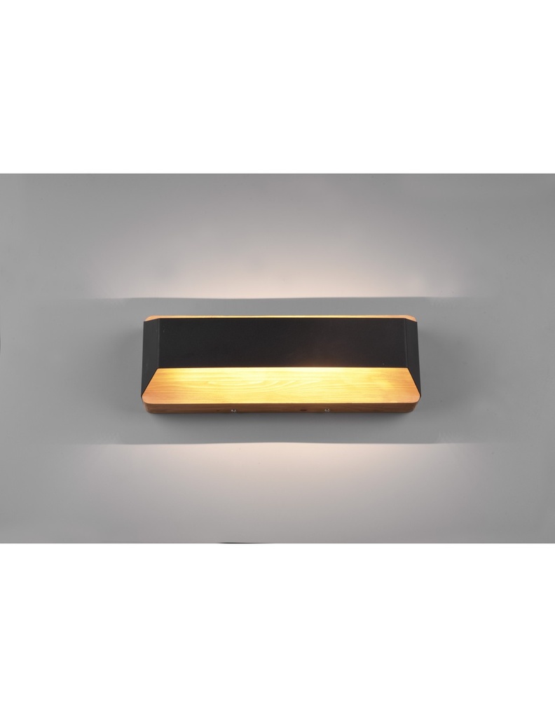 Applique Rettangolare Doppia Emissione Led Arino Legno Nero Trio Lighting - Samnite