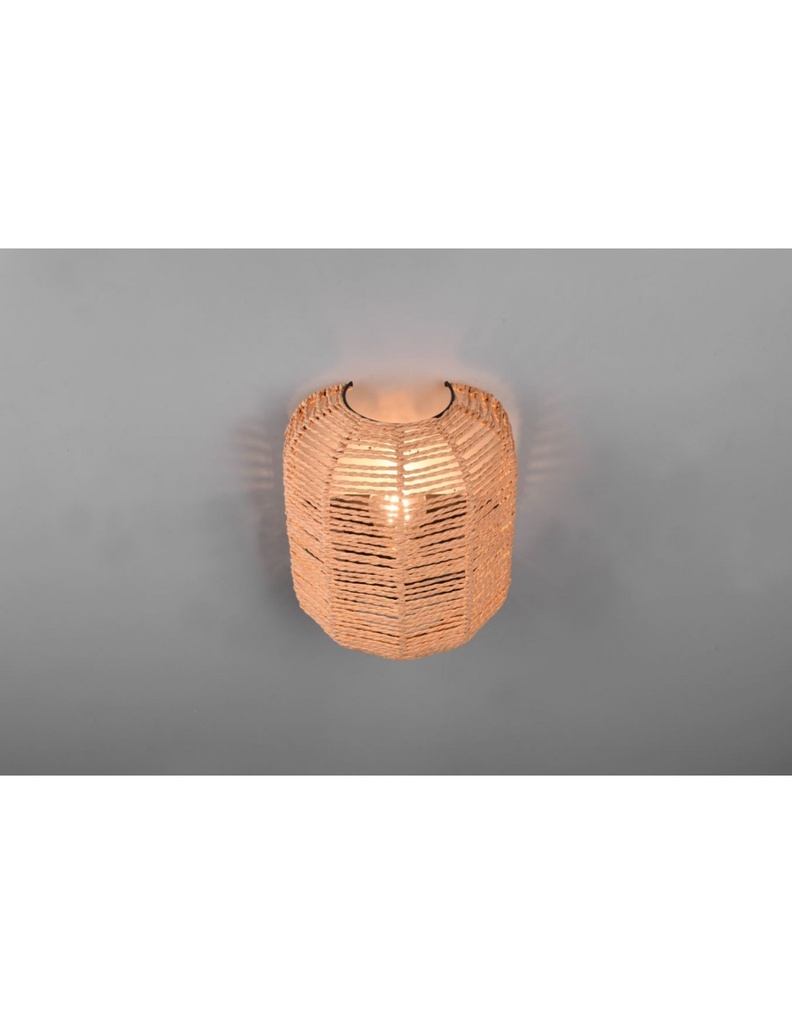 Applique Runa Nero E Diffusore Sisal Marrone Trio Lighting - Samnite