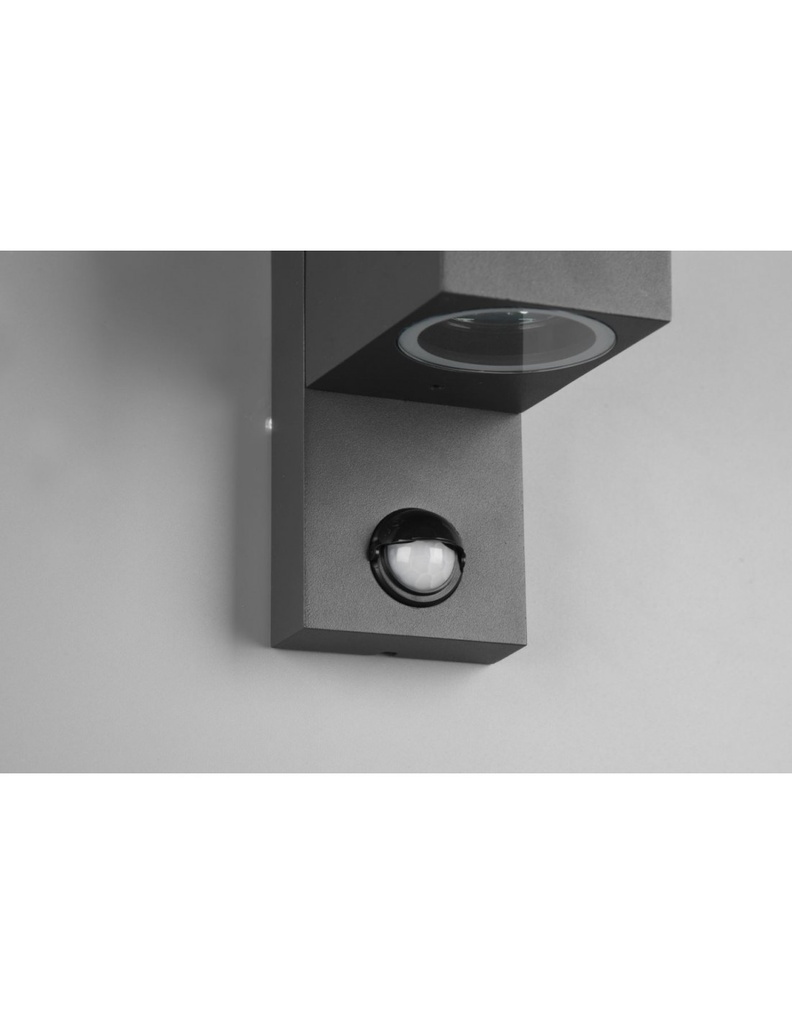 Applique Squadrata Esterno Doppia Emissione Sensore Movimento Roya Antracite IP44 Trio Lighting - Samnite