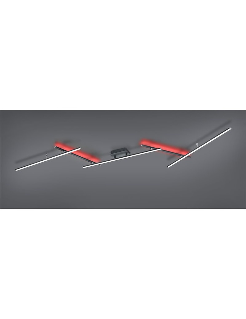 Arvin plafoniera led bacchette orientabili nera retro-illuminata rgb con telecomando multifunzione l. 245cm Moderno LED - Samnite