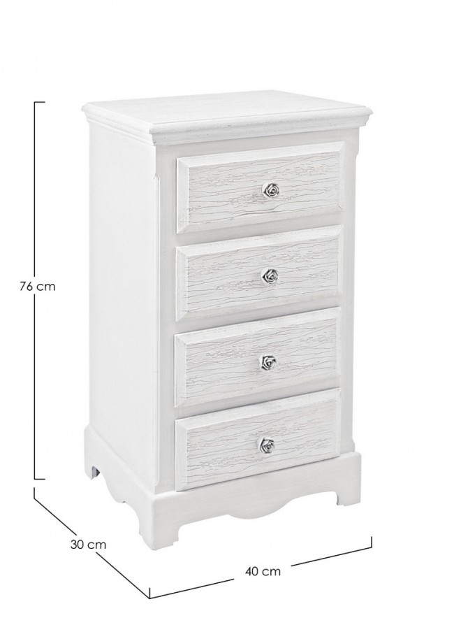 Cassettiera 4 cassetti bianco in legno stile classico - Samnite