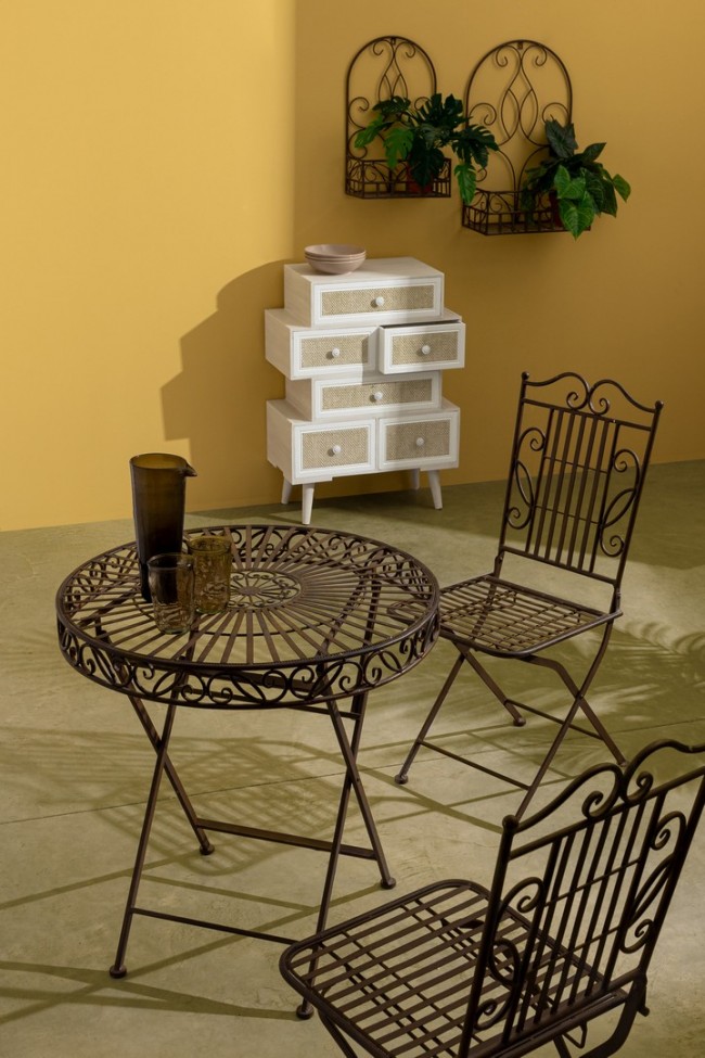 Cassettiera 6 Cassetti bianco Montiel  in legno stile rustico - Samnite