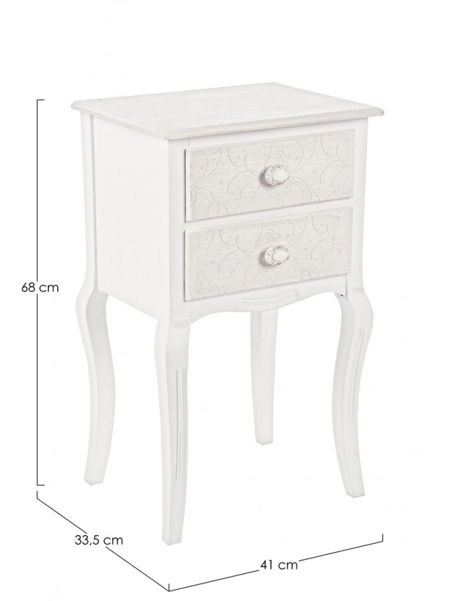 Cassettiera legno bianco 2 cassetti Clorine cm 41 x 33,5 x 68 - Samnite