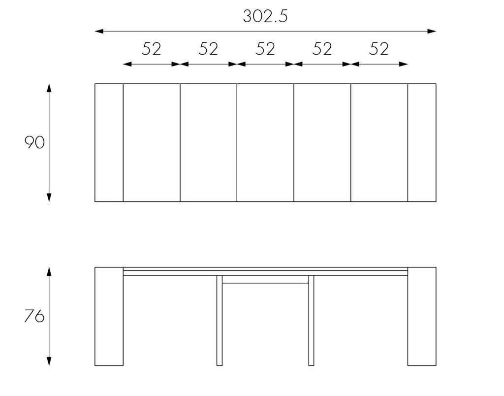 Consolle allungabile antigraffio in mdf laccato tortora 90x42,5/302,5x76h cm  - Samnite