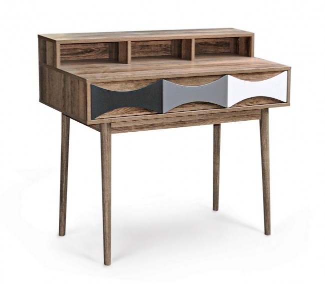 Consolle scrivania retro legno tre cassetti DIONISO 100x48x h89,5 cm - Samnite