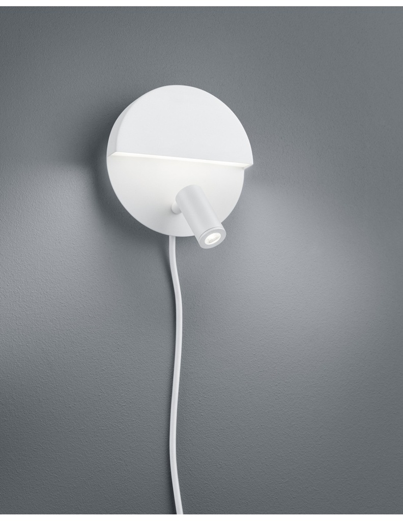 Applique Moderna Doppia Emissione Mario Bianco Con Faretto Orientabile Trio Lighting