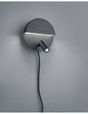 Applique Moderna Doppia Emissione Mario Nero Con Faretto Orientabile Trio Lighting