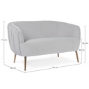 Divano 2 posti effetto velluto grigio chiaro Linsay cm 129 - Samnite