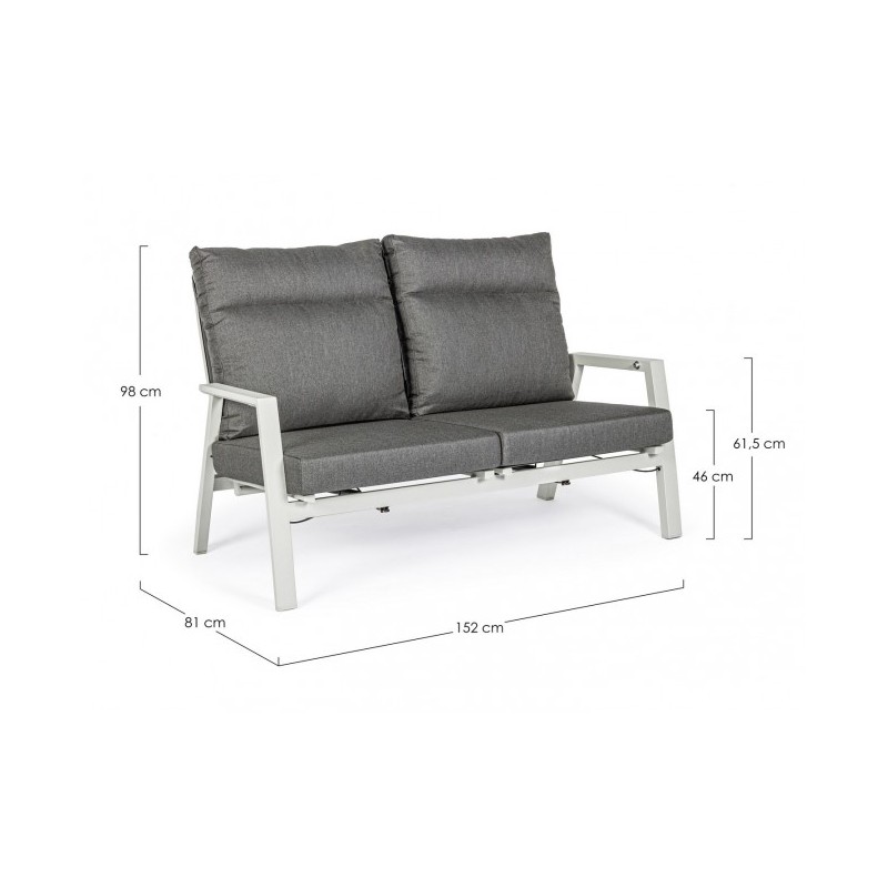 Divano 2 posti reclinabile da esterno 152x81x98h cm - Samnite