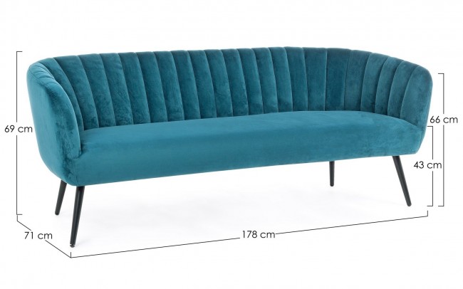 Divano 3 posti blu pavone - Samnite