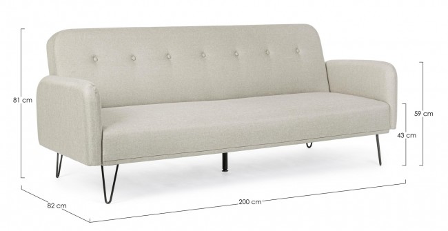 Divano Letto Bridjet Beige in tessuto reclinabile - Samnite