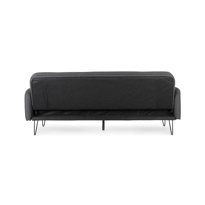Divano letto tre posti in tessuto Nero BRIDJET 200x82x h81 cm - Samnite