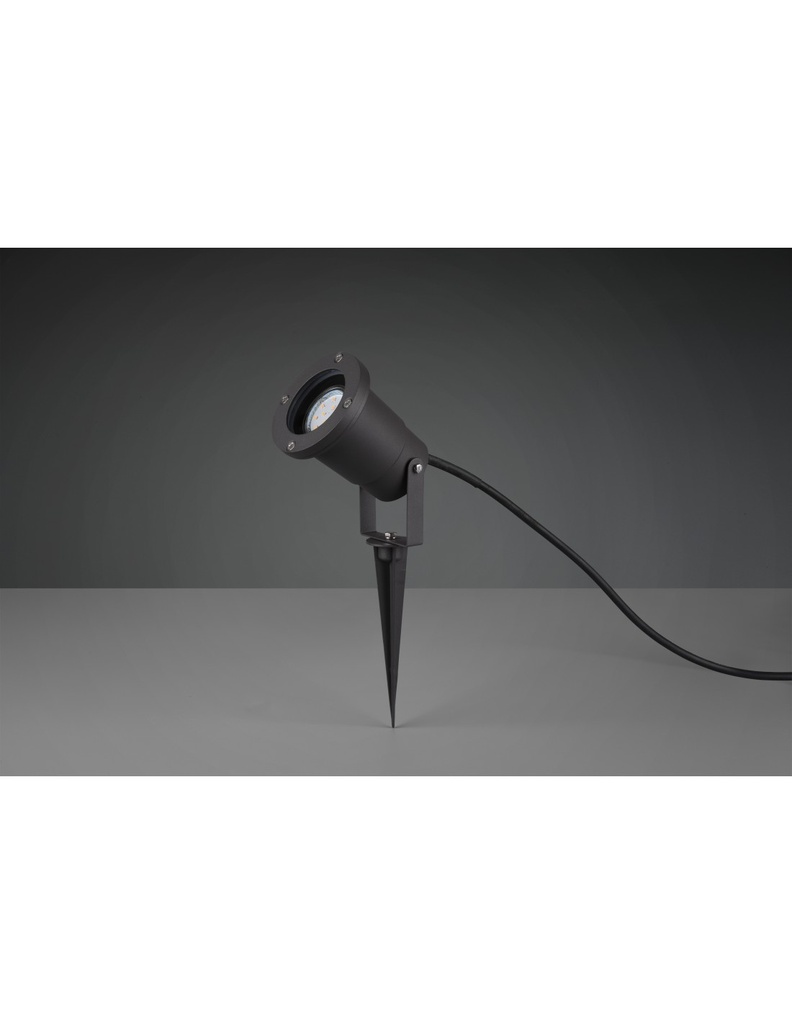 Faretto Da Esterno Orientabile Ubangi Nero Con Picchetto GU10 IP65 Trio Lighting - Samnite