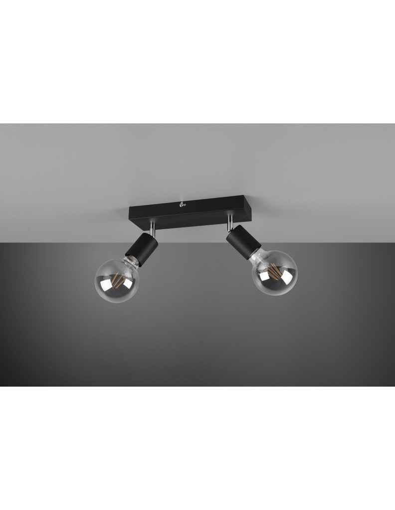 Faretto Spot 2xE27 Vannes Nero L26 cm Trio Lighting - Samnite