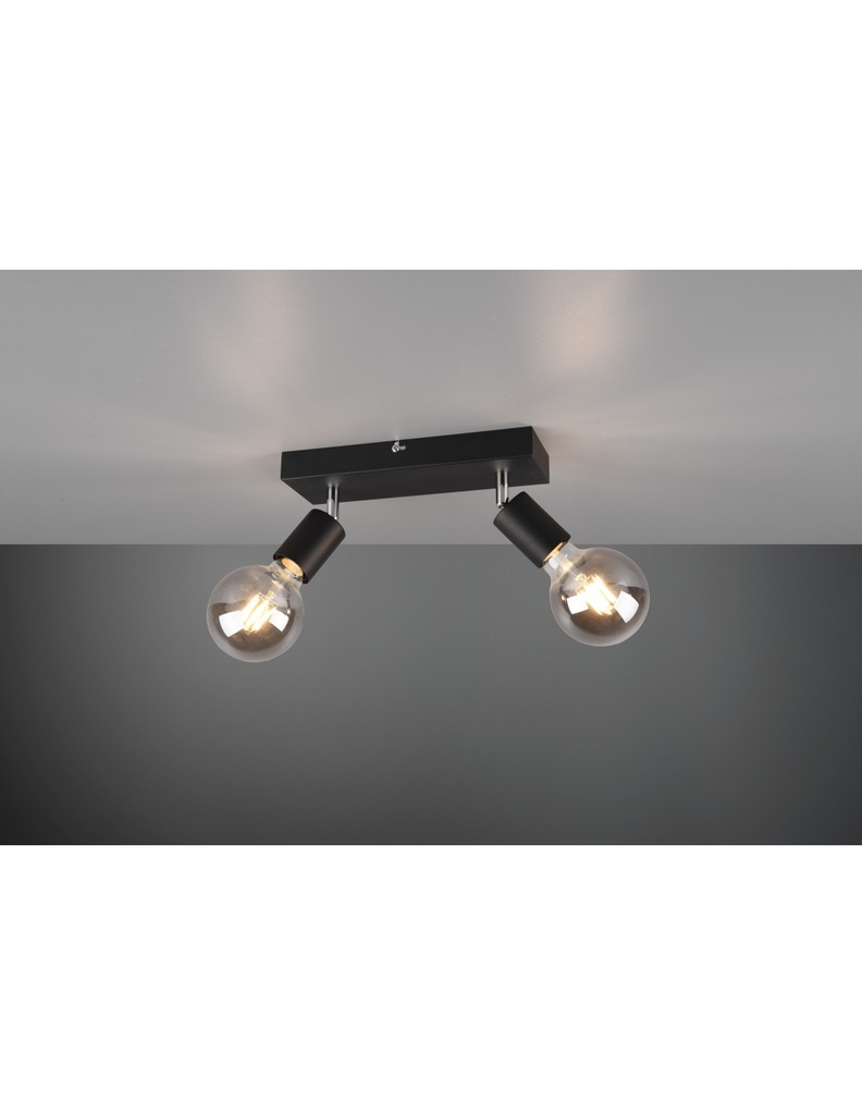 Faretto Spot 2xE27 Vannes Nero L26 cm Trio Lighting - Samnite