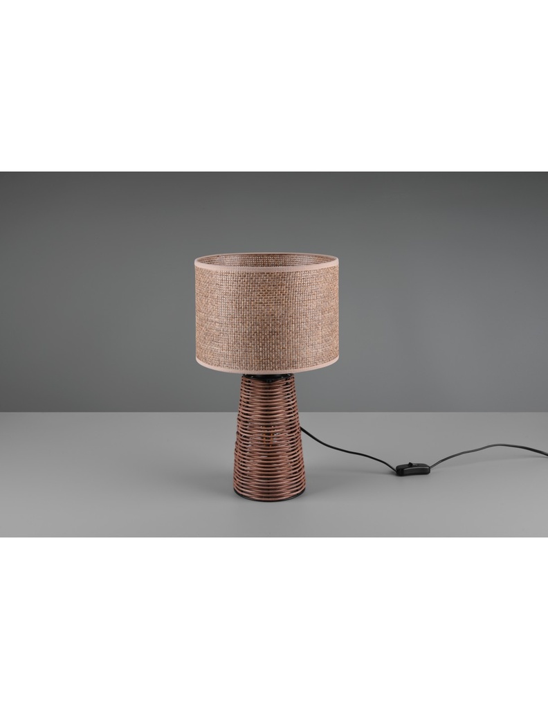 Lampada Da Tavolo Straw Rattan Marrone Doppia Luce Trio Lighting - Samnite