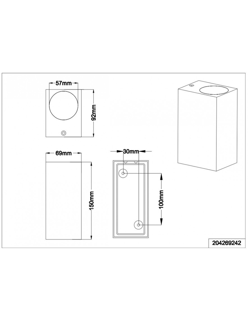 Lampada Parete Squadrata Doppia Emissione GU10 Roya Bianco IP44 Trio Lighting - Samnite