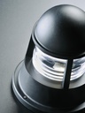 Lampada da esterno in alluminio pressofuso con diffusore in vetro trasparente e alette frangiluce grafite - Samnite