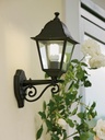 Lampada da terra in alluminio pressofuso con diffusori in vetro trasparente - Altezza max 210mm - 3 lampade da 100W - IP43 nero - Samnite