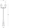 Lampada da terra in alluminio pressofuso con diffusori in vetro trasparente, altezza max 210mm, alimentazione 230V ~ 50Hz, IP43 nero - Samnite