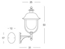 Applique In Alto E27  linea rustica  grigiorame - Samnite