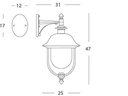 Applique In Basso E27  linea rustica  grigiorame - Samnite