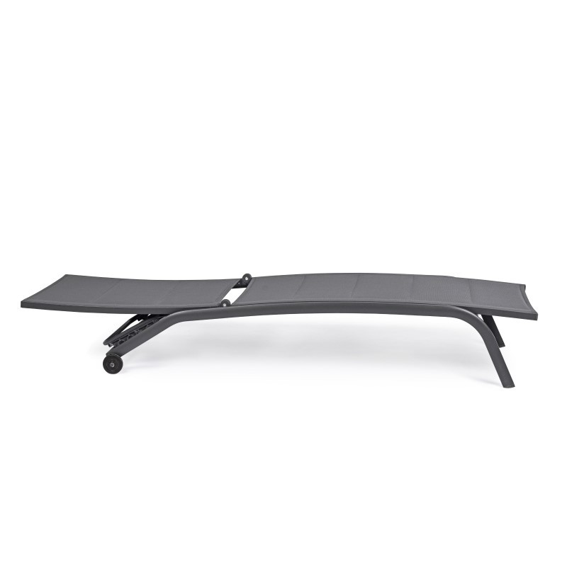 Lettino da giardino in alluminio con ruote Antracite CLEOPAS 61x192x h96 cm - Samnite