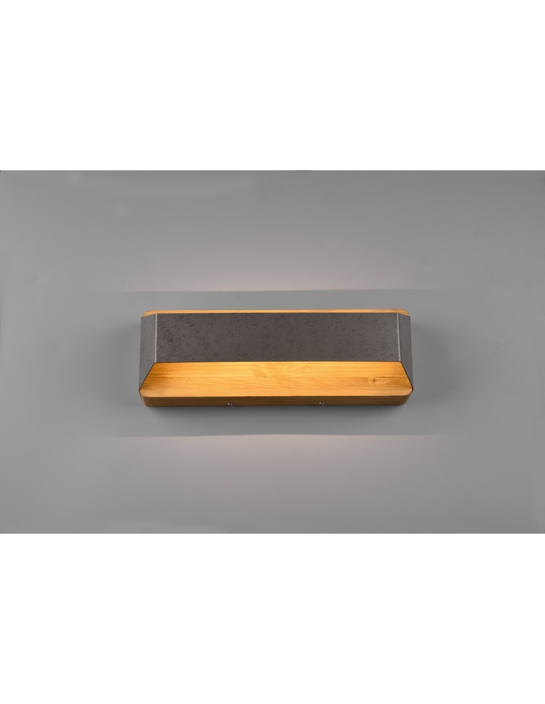 Applique Rettangolare Doppia Emissione Led Arino Legno Nichel Trio Lighting - Samnite