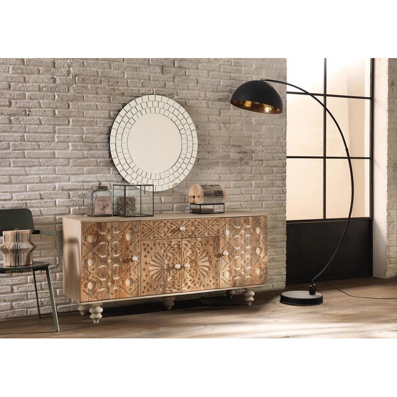 Madia 4 ante 1 cassetto  in Legno di mango marrone  47x 160x h. 75 cm - Samnite