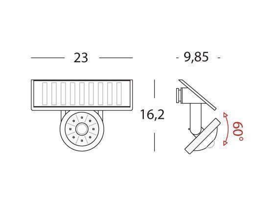 Applique Solare 1W Led 4000K  linea pixel  grafite - Samnite