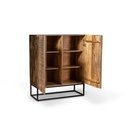 Madia in legno di mango marrone 2 ante 6 scomparti interni 100x45xh.120 cm - Samnite