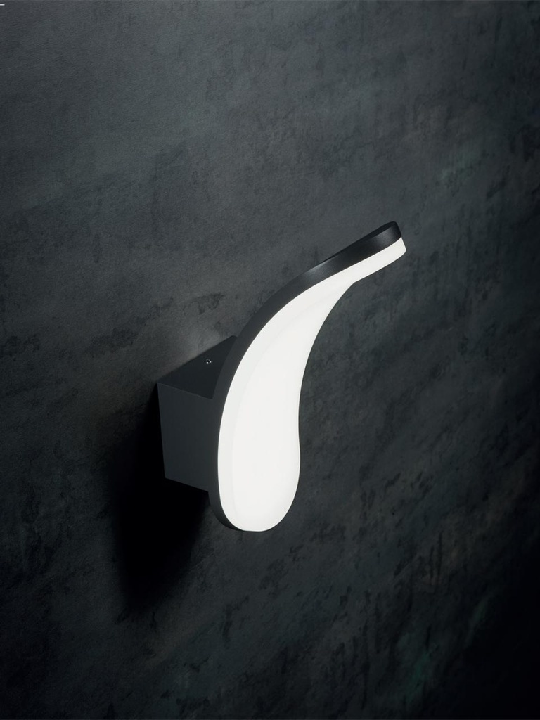 Applique in alluminio pressofuso con diffusore in resina opalina - 15W, 2300 lumen, 1050 lumen, 4000°K grafite - Samnite