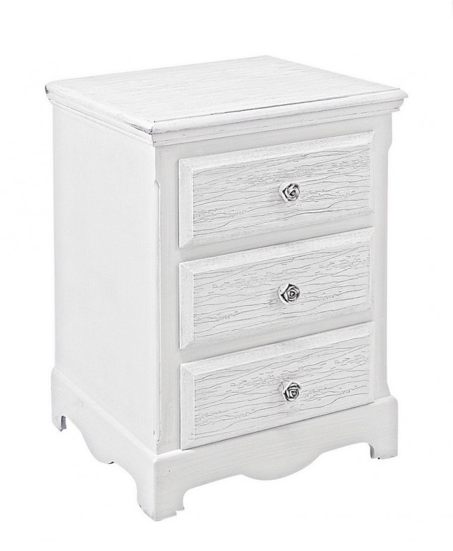 Mobile cassettiera 3 cassetti legno bianco Blanc cm 40 x 34 x 63,5 - Samnite