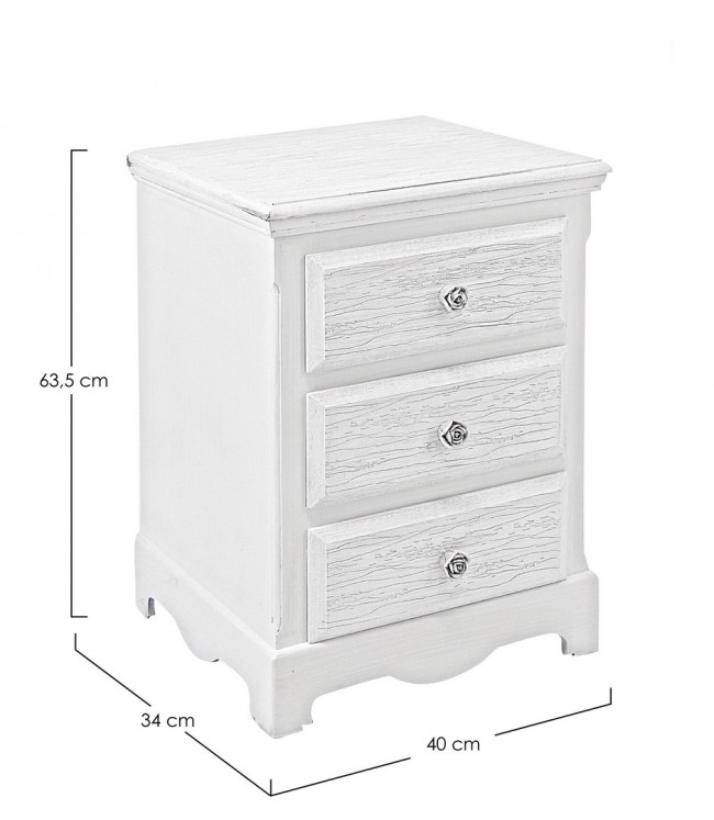 Mobile cassettiera 3 cassetti legno bianco Blanc cm 40 x 34 x 63,5 - Samnite