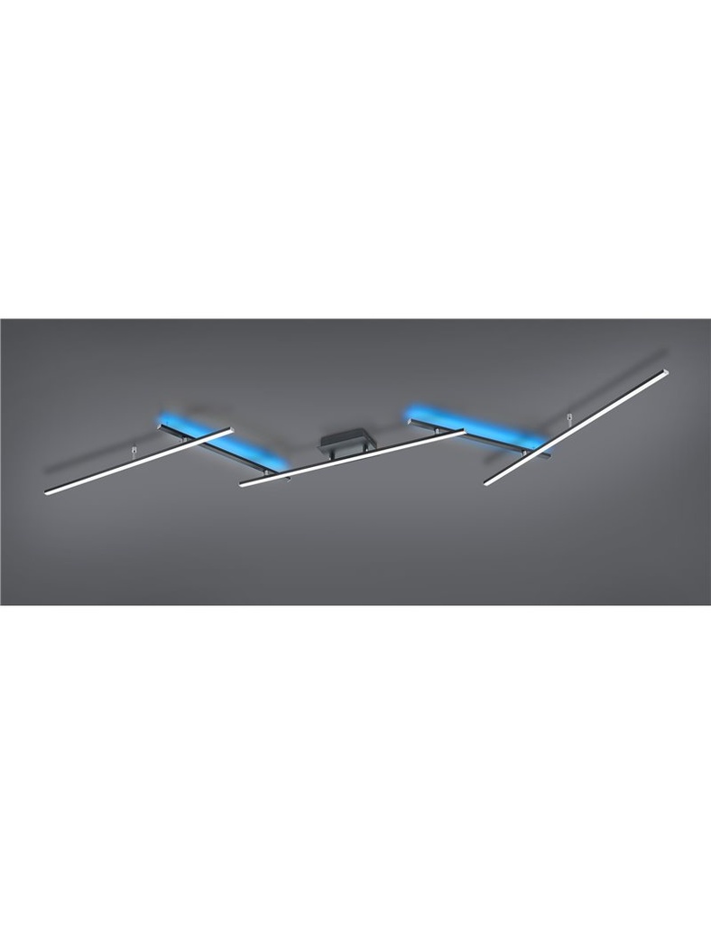 Arvin plafoniera led bacchette orientabili nera retro-illuminata rgb con telecomando multifunzione l. 245cm Moderno LED - Samnite