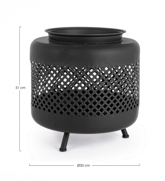 Braciere arredo giardino metallo nero Efesto - Samnite
