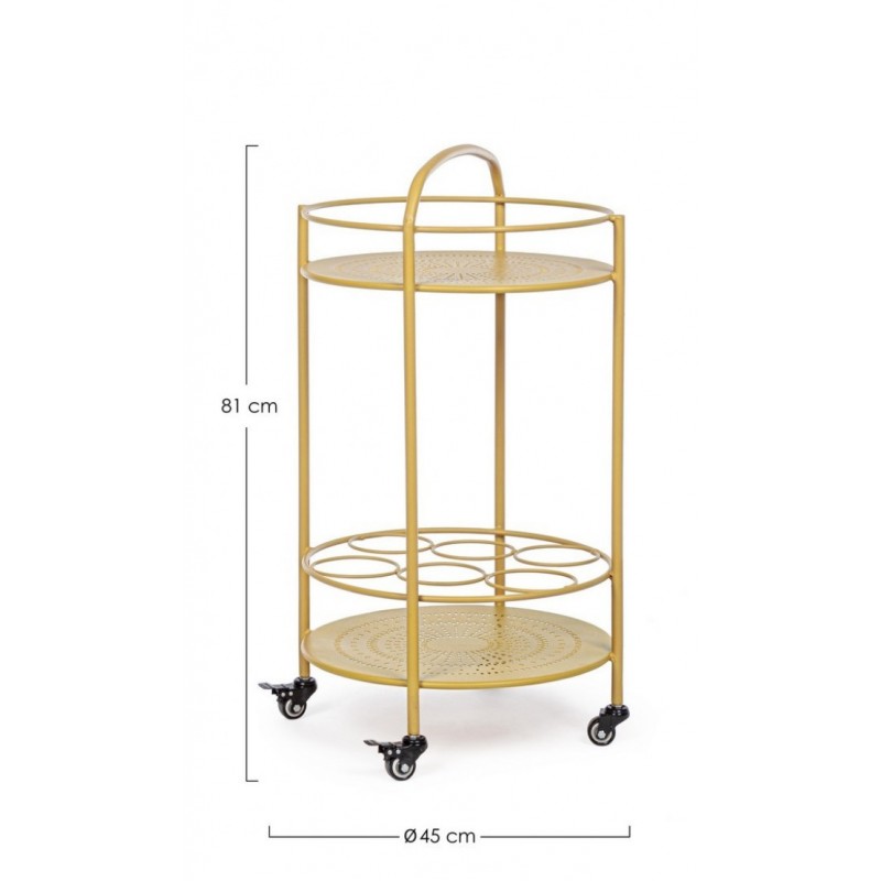 Carrello per bottiglie in acciaio Giallo Ocra - Samnite