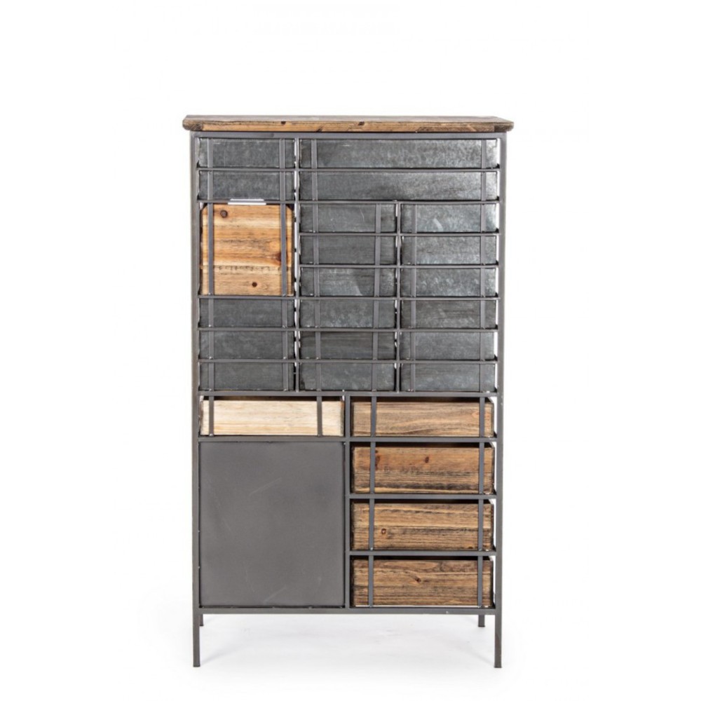 Cassettiera OFFICINA in acciaio e legno 132.5h cm - Samnite