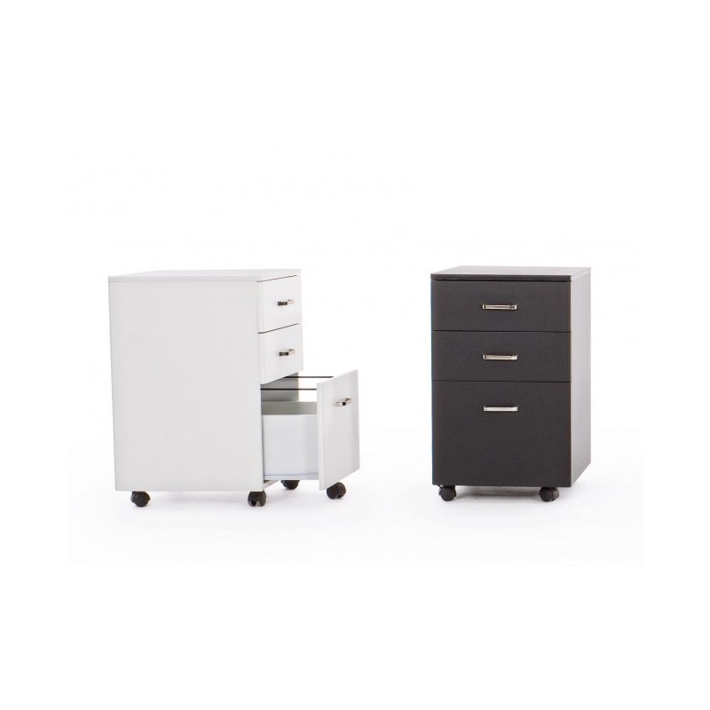 Cassettiera da ufficio in MDF tre cassetti Bianco Frassinato NADIR 40x44x h65 cm - Samnite