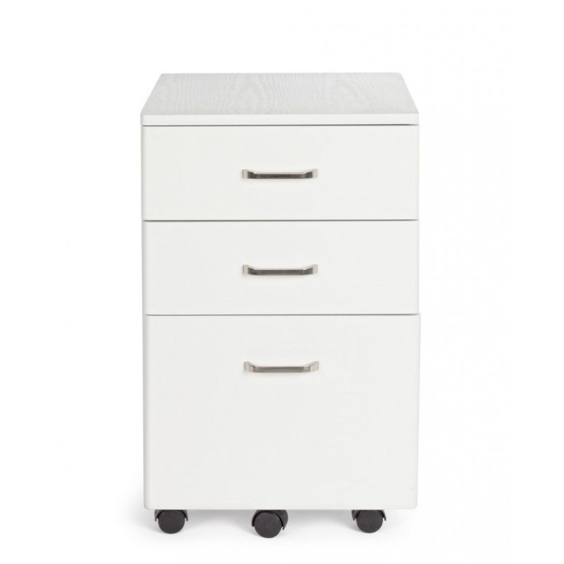 Cassettiera da ufficio in MDF tre cassetti Bianco Frassinato NADIR 40x44x h65 cm - Samnite