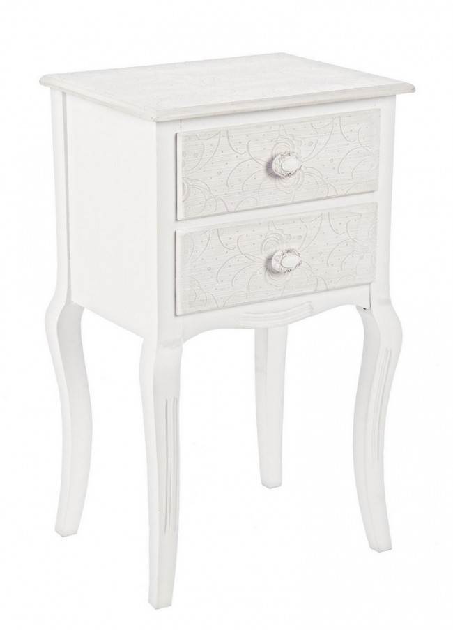 Cassettiera legno bianco 2 cassetti Clorine cm 41 x 33,5 x 68 - Samnite
